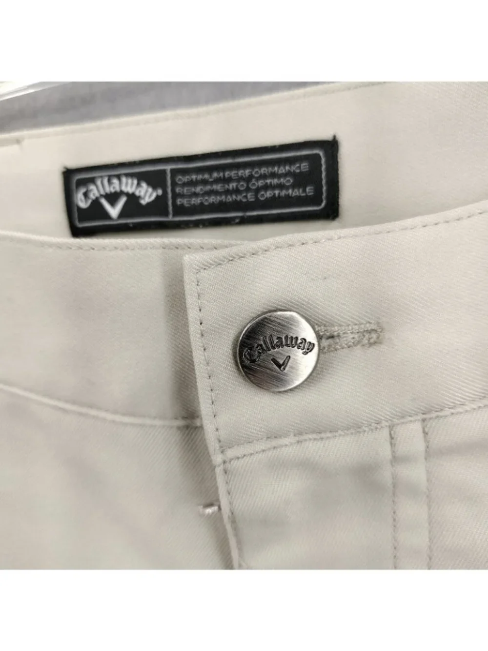 Callaway Men 38 Shorts Khaki Beige Cargo Ball Pocket Tech Dry Performance Golf